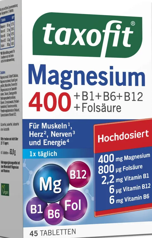 Taxofit Magnesium 400+B1+B6+B12+Folsäure 45 Tabletten