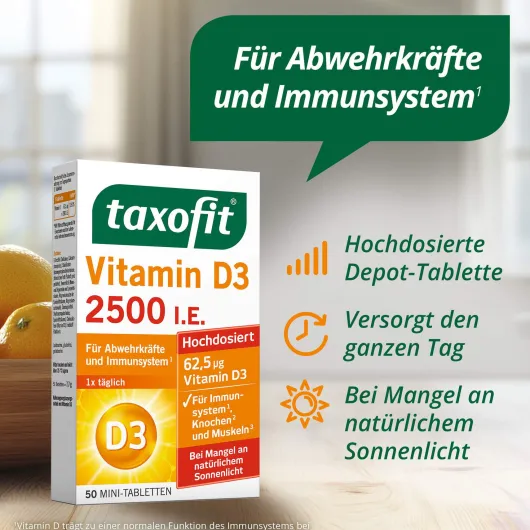Taxofit Vitamin D3 2500 I.E. 50 Tabletten