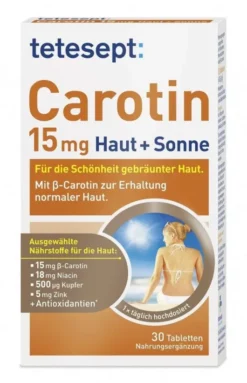 Tetesept Carotin 15 mg Haut + Sonne 30 Filmtabletten
