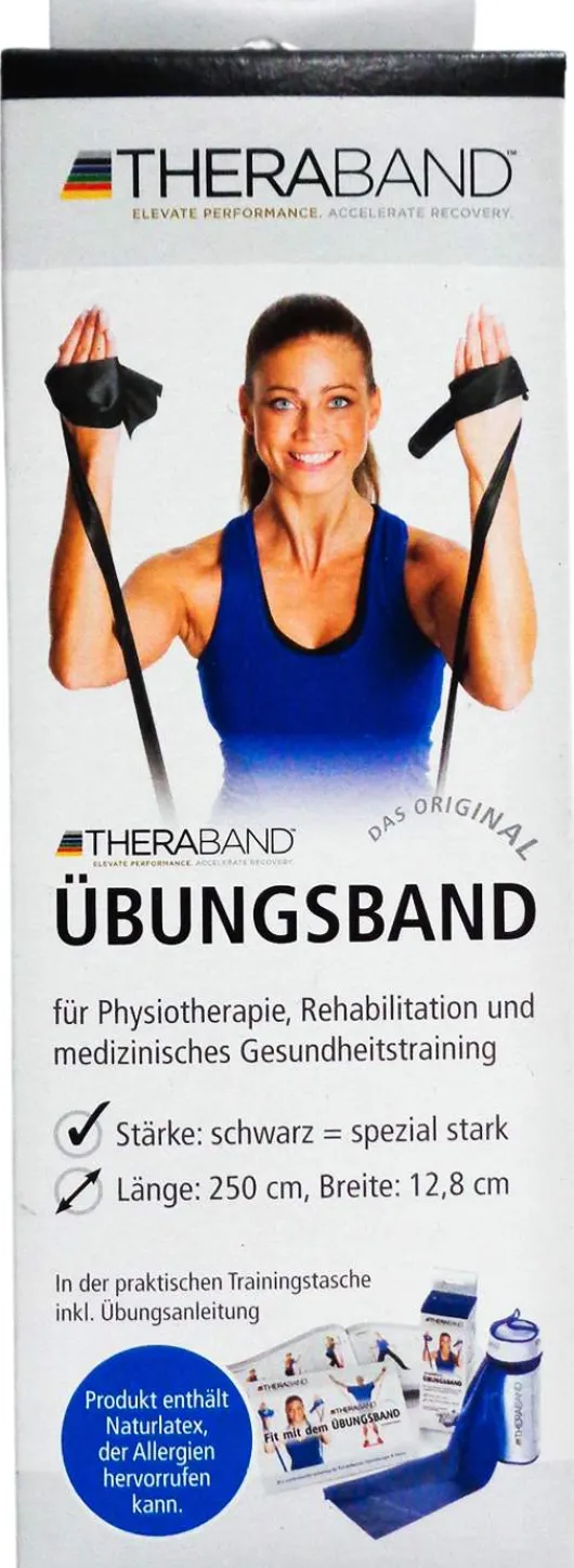 Thera Band Übungsband 2,5 M Schwarz in Reißverschlusstasche