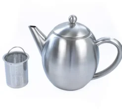 Thermo-Teekanne Doppelwandig Matt Edelstahl, 1 Liter