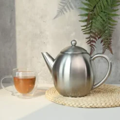 Thermo-Teekanne Doppelwandig Matt Edelstahl, 1 Liter
