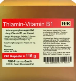Thiamin Kapseln Vitamin B1 240 Kapseln