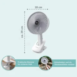 Tischventilator mit Akku zum Klemmen