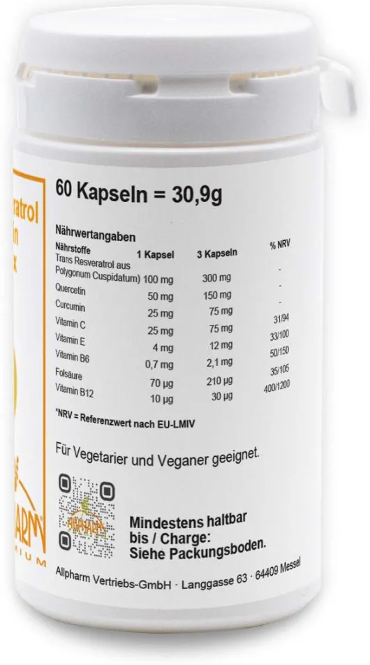 Trans-Resveratrol Curcumin Komplex Allpharm 60 Kapseln
