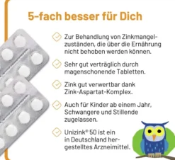 Unizink 50 magensaftresistente Tabletten 20 Stück
