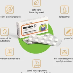 Unizink 50 magensaftresistente Tabletten 20 Stück