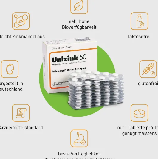 Unizink 50 magensaftresistente Tabletten 100 Stück