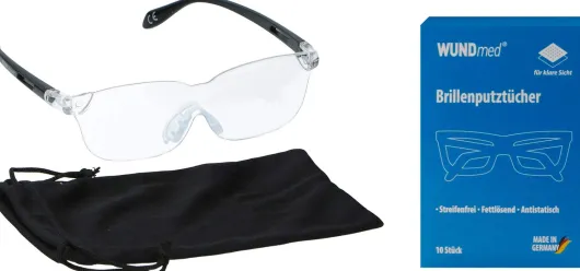 Vergrößerungsbrille, schwarzinkl. Aufbewahrungsbeutel + Gratis Brillenputztücher 10 Stück