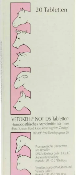 Vetokehl Not D5 vet. 20 Tabletten