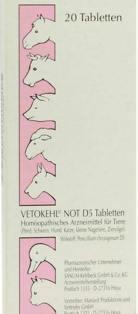 Vetokehl Not D5 vet. 20 Tabletten
