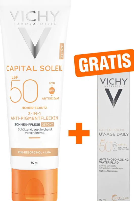 Vichy Capital Soleil Anti-Pigmentflecken LSF50+ 50 ml Creme + gratis Vichy Capital Soleil UV-Age LSF 50+ 15 ml