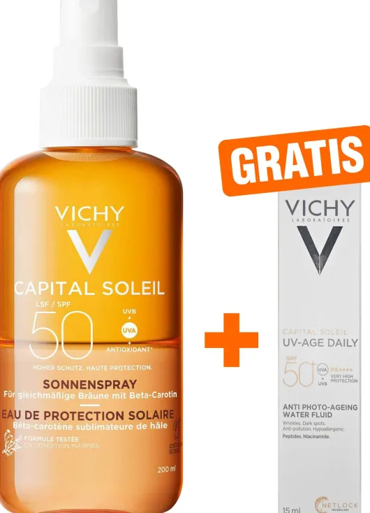 Vichy Capital Soleil bräunungsintensivierendes Sonnenspray LSF 50 200 ml + gratis Capital Soleil UV-Age LSF 50+ 15 ml