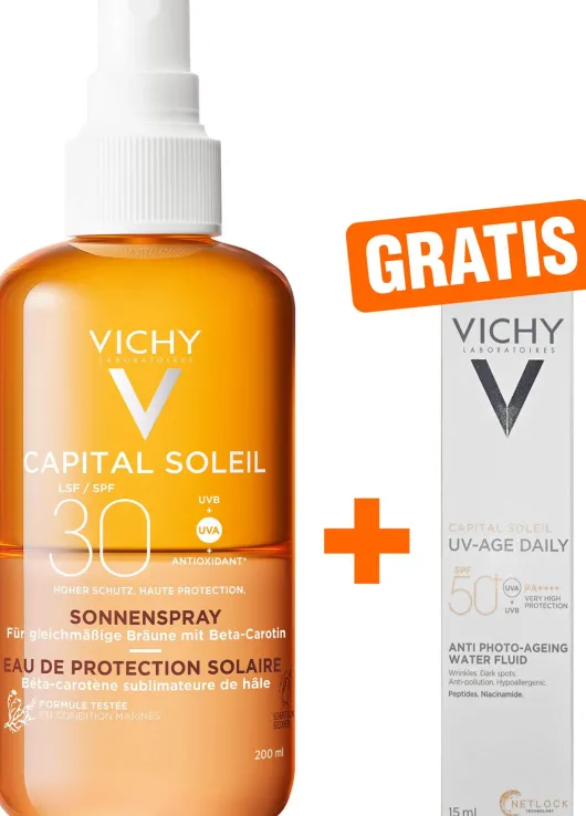 Vichy Capital Soleil bräunungsintensivierendes Sonnenspray LSF 30 200 ml + gratis Capital Soleil UV-Age LSF 50+ 15 ml