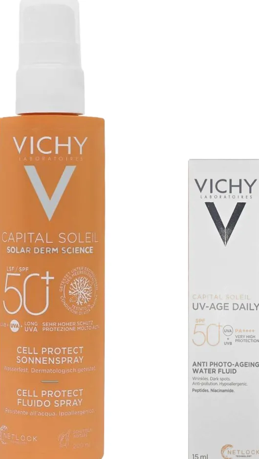 Vichy Capital Soleil Cell Protect Spray LSF 50+ 200 ml Spray + gratis Vichy Capital Soleil UV-Age Daily LSF 50+ 15 ml