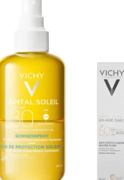 Vichy Capital Soleil Hyaluron Sonnenspray LSF 30 200 ml + gratis Vichy Capital Soleil UV-Age Daily LSF 50+ 15 ml