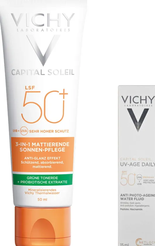 Vichy Capital Soleil mattierende Sonnenpflege LSF 50+ 50 ml + gratis Vichy Capital Soleil UV-Age Daily LSF 50+ 15 ml
