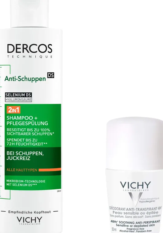 Vichy Dercos Anti-Schuppen 2in1 Shampoo + Conditioner 200 ml + gratis Vichy Deo Roll-on 48h 50ml