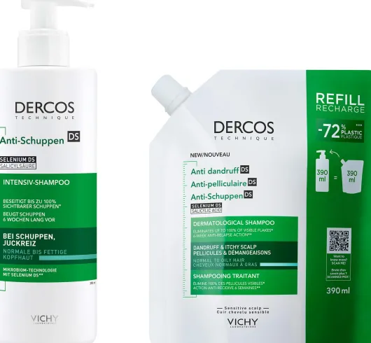 Vichy Dercos Anti-Schuppen Shampoo für fettige Kopfhaut 390 ml + Anti-Schuppen Shampoo fettige Kopfhaut 390 ml Refill