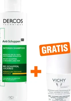 Vichy Dercos Anti-Schuppen Shampoo trockene Kopfhaut 200ml + gratis Vichy Deo Roll-on Anti Flecken 50ml