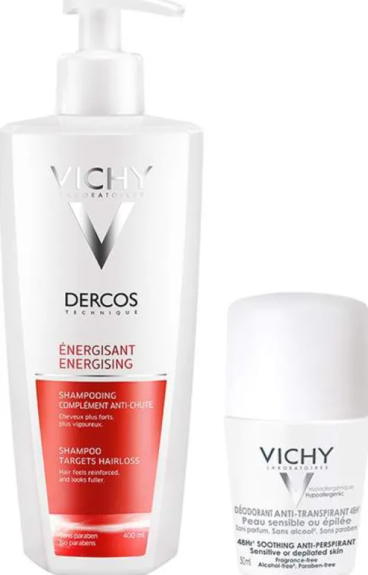 Vichy Dercos Vital Shampoo mit Aminexil 400ml + gratis Deo Roll-On Anti Flecken 48h 50 ml