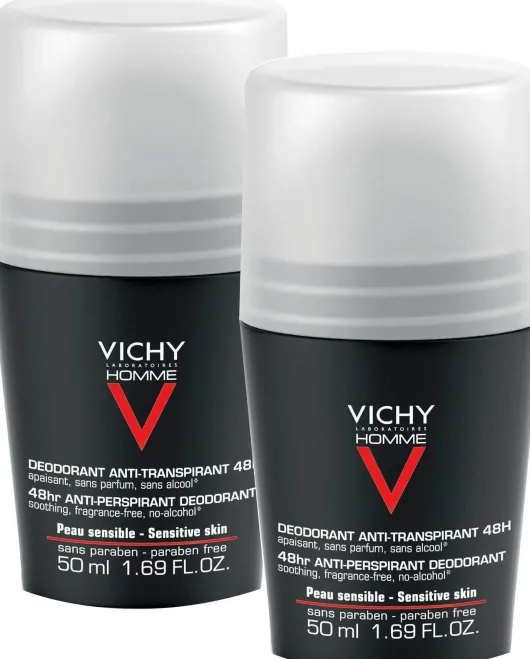 Vichy Homme Deodorant Anti Transpirant 48h sensible Haut 2 x 50 ml