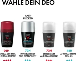 Vichy Homme Deo Roll On 72h Anti-Flecken Invisible 50 ml