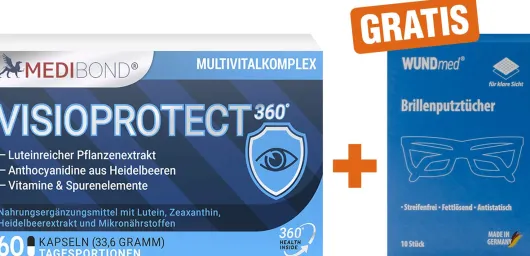 Visioprotect 360° Medibond 60 Kapseln + gratis Brillenputztücher 10 Stück
