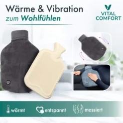 Vital Comfort Vibro-Warm Massage-Wärmflasche Grau 1 Stück