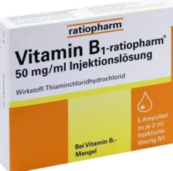 Vitamin B1 Ratiopharm 50mg Pro ml Inj.Lösung. 5 X 2 ml Ampullen