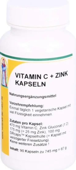 Vitamin C + Zink 25 mg 90 Kapseln