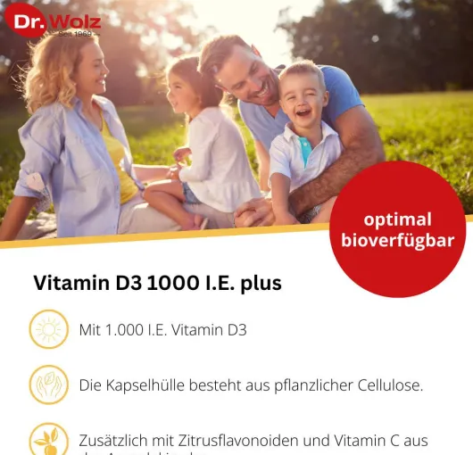 Vitamin D3 1000 I.E. Plus Dr.Wolz 60 Kapseln