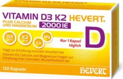 Vitamin D3 K2 Hevert + Calcium und Magnesium 2000IE 120 Kapseln