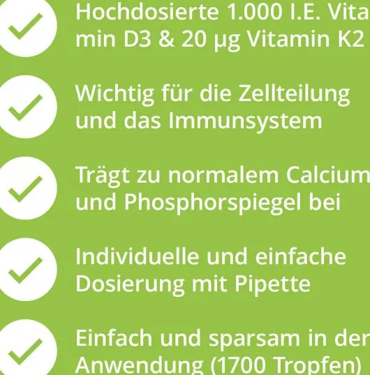 Vitamin D3 + K2 1.000 I.E. + 20 µg 50 ml Tropfen