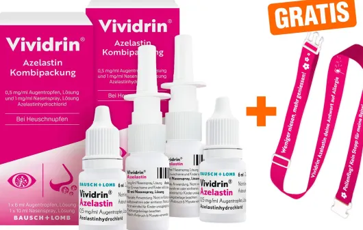 Vividrin Azelastin 2 x 1 Kombipackung + gratis Kofferband 1 Stück