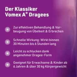 Vomex A Dragees 50 mg 20 überzogene Tabletten