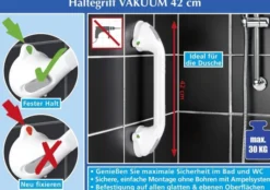 Wandgriff SECURA, 42 cm Saugnapf mit Saugnapf und Ampelsystem