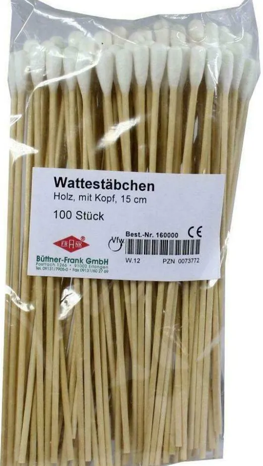 Wattestab Mit Wattekopf 15 cm Holz im Polybeutel 100 Stück