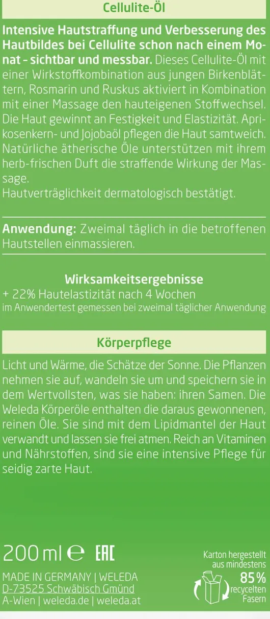 Weleda Birken-Cellulite-Öl 200 ml
