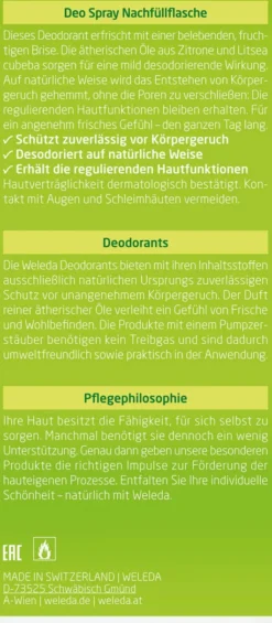 Weleda Citrus Fresh Deo Spray Nachfüllflasche 200 ml