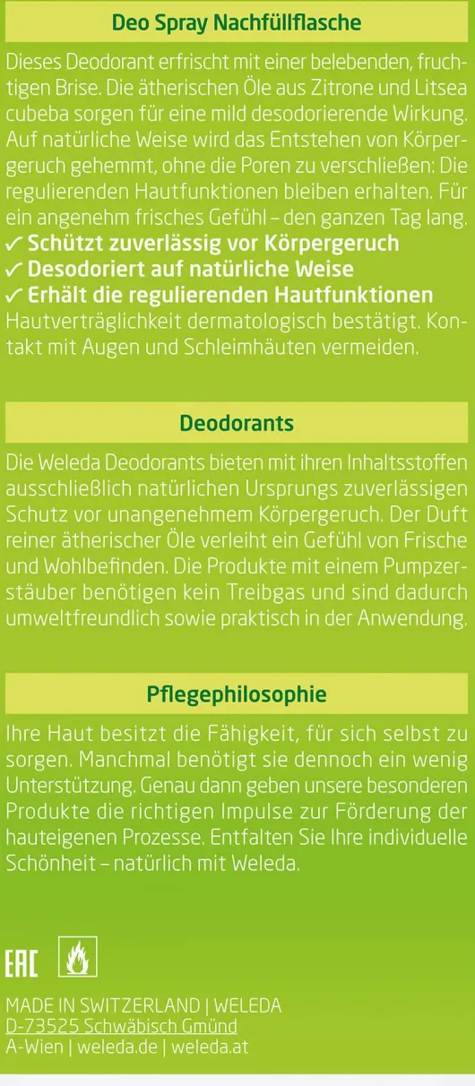 Weleda Citrus Fresh Deo Spray Nachfüllflasche 200 ml