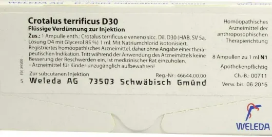 Weleda Crotalus Terrificus D30 8 X 1 ml Ampullen