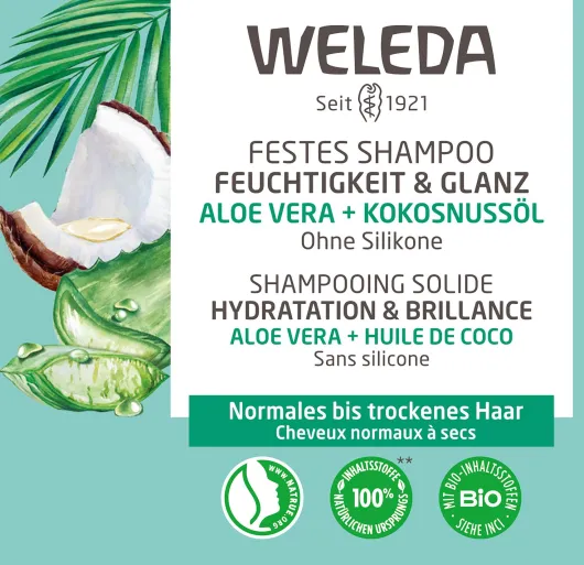 Weleda Festes Shampoo Feuchtigkeit & Glanz 50 G