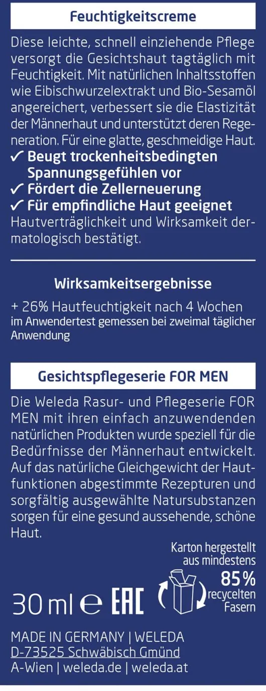 Weleda For Men Feuchtigkeitscreme 30 ml