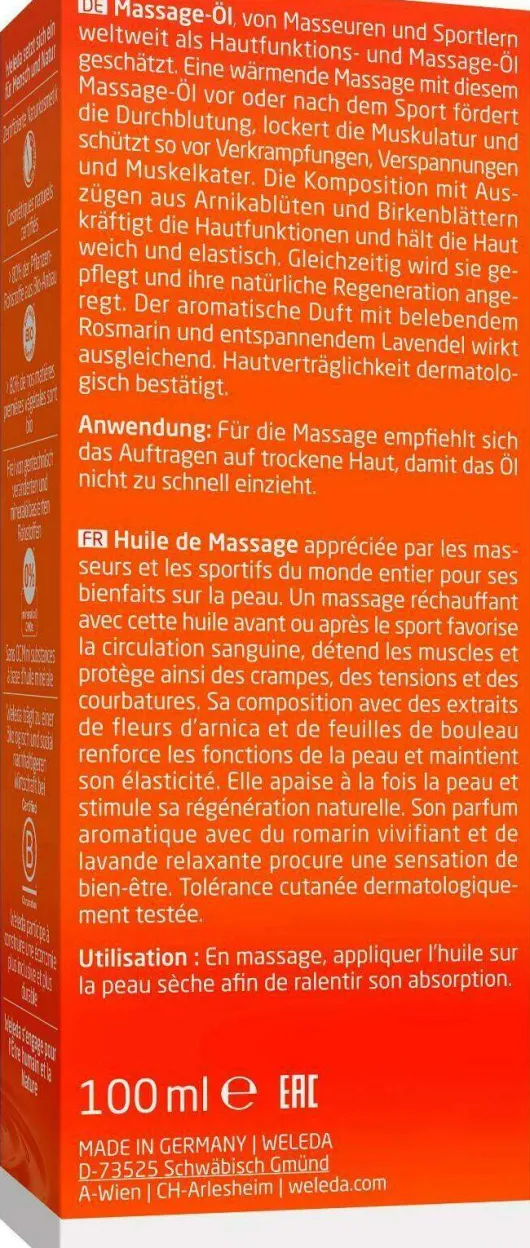 Weleda Sport Massage-Öl Arnika 100 ml