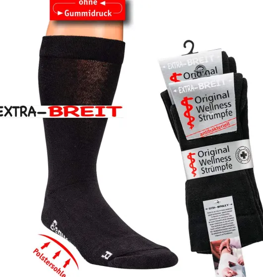 Wellness-Strümpfe mit Polstersohle, extra Breit, 39-42, schwarz, 1 Paar