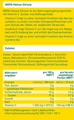 WEPA Heisse Zitrone + Vitamin C 10 X 10 G Pulver