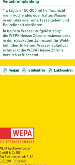 WEPA Heisse Zitrone + Vitamin C 10 X 10 G Pulver