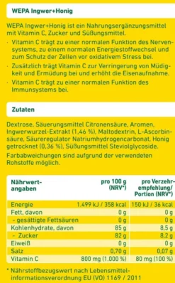 WEPA Ingwer + Honig + Vitamin C Pulver 10 x 10 g