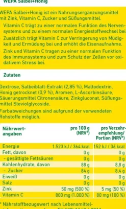 WEPA Salbei + Honig + Vitamin C +zink 10 X 10 Pulver